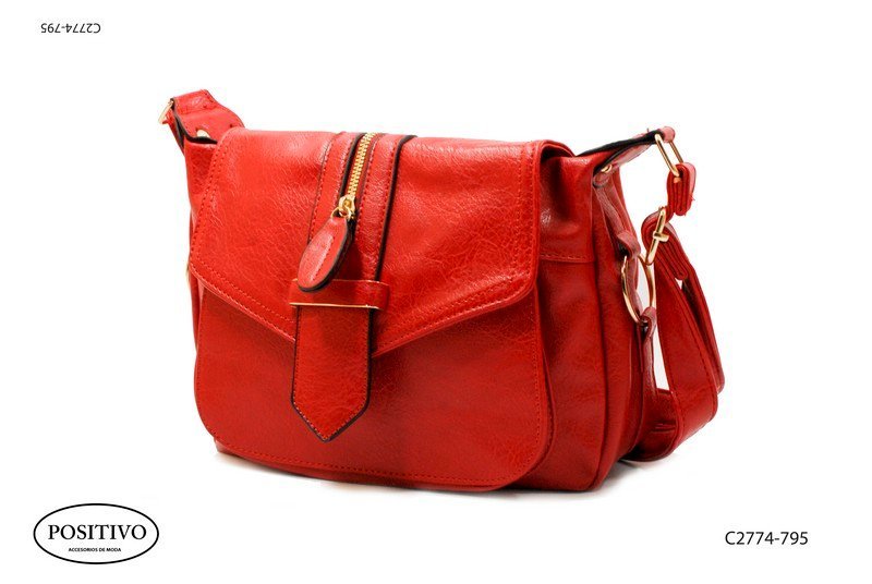 Cartera con tapa con cierre y correa C2774