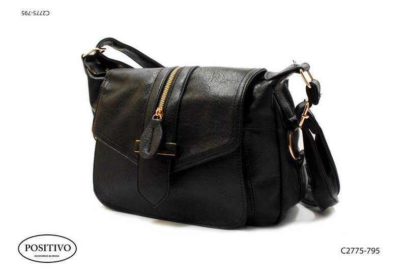 Cartera con tapa con cierre y correa C2775