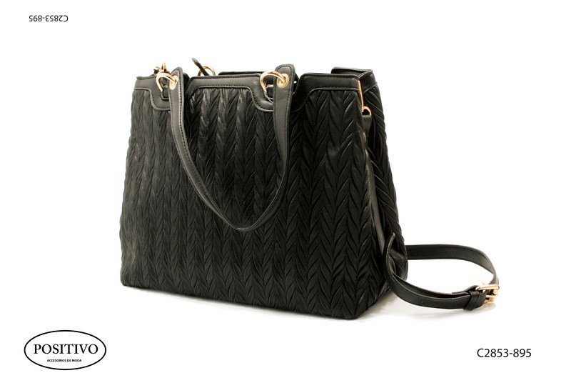 Cartera negra con asas y correa C2853