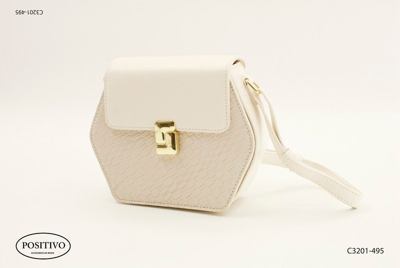 Cartera hexagonal con tapa y correa C3201