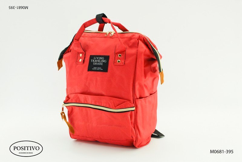 Mochila roja en microfibra con bolsillo M0681