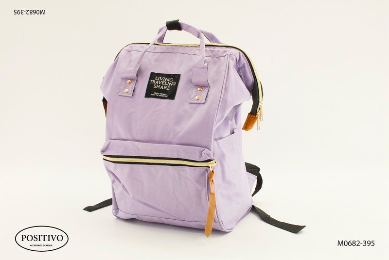 Mochila lila en microfibra con bolsillo M0682