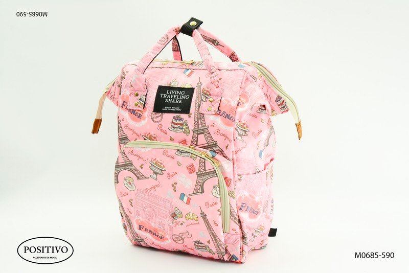 Mochila estampada con bolsillo con cierre M0685
