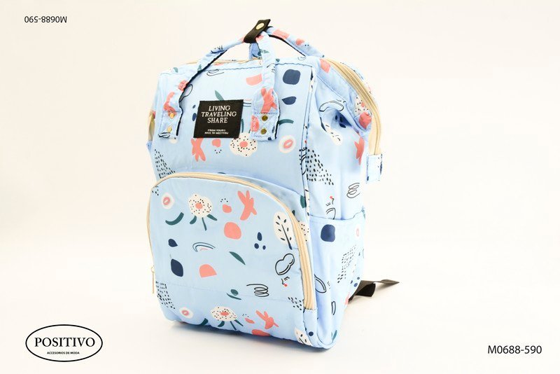 Mochila estampada con bolsillo con cierre M0688