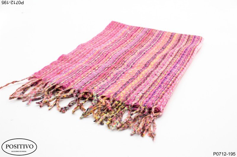 Pashmina rosa con flecos P0712