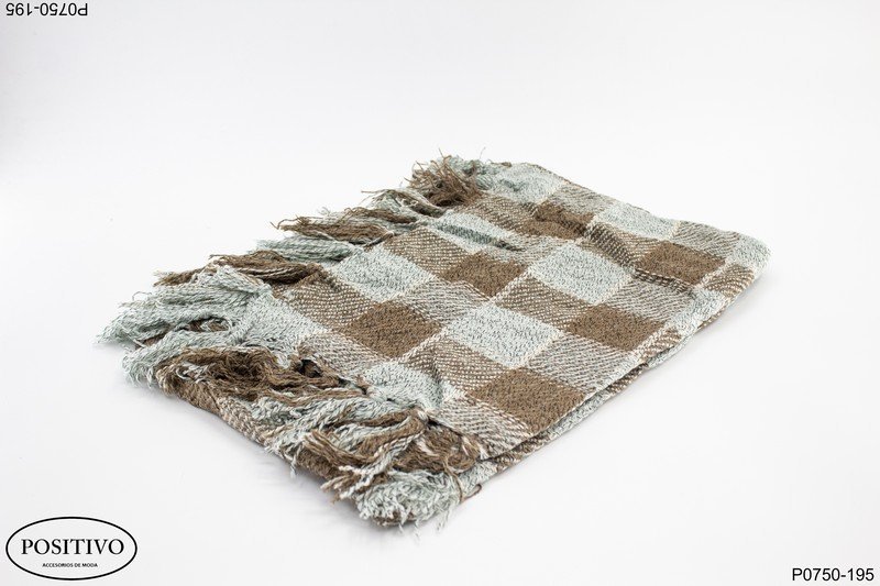 Pashmina a cuadros con flecos P0750