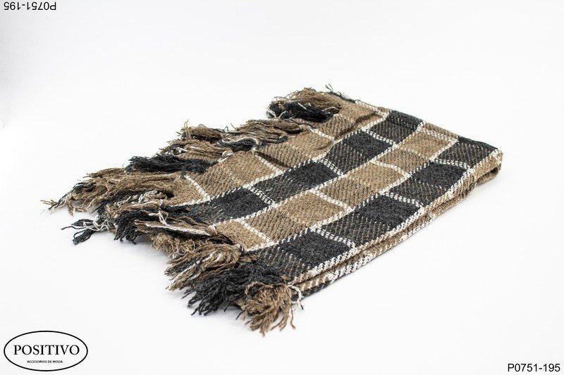Pashmina a cuadros con flecos P0751