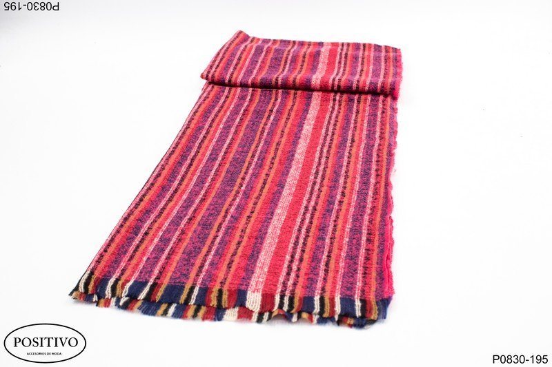 Pashmina fucsia diseño rayas P0830