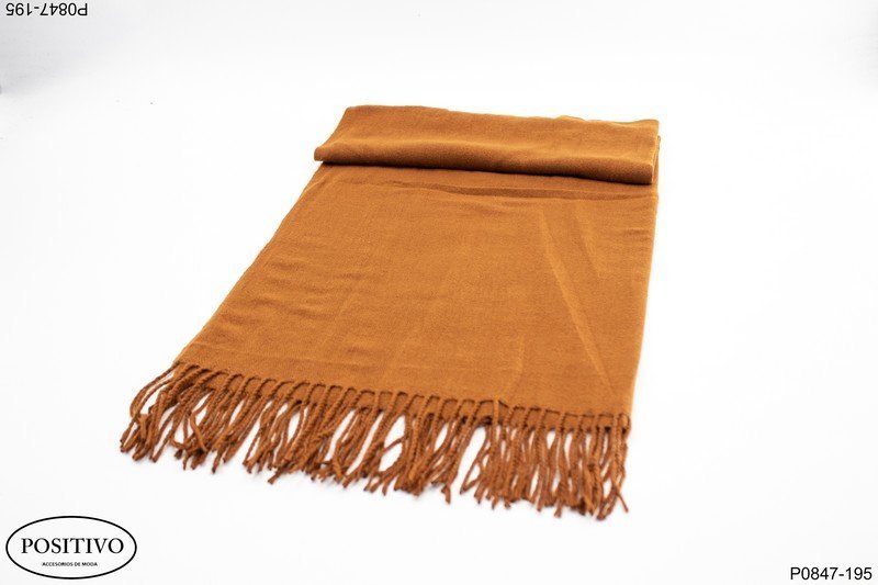 Pashmina lisa con flecos P0847