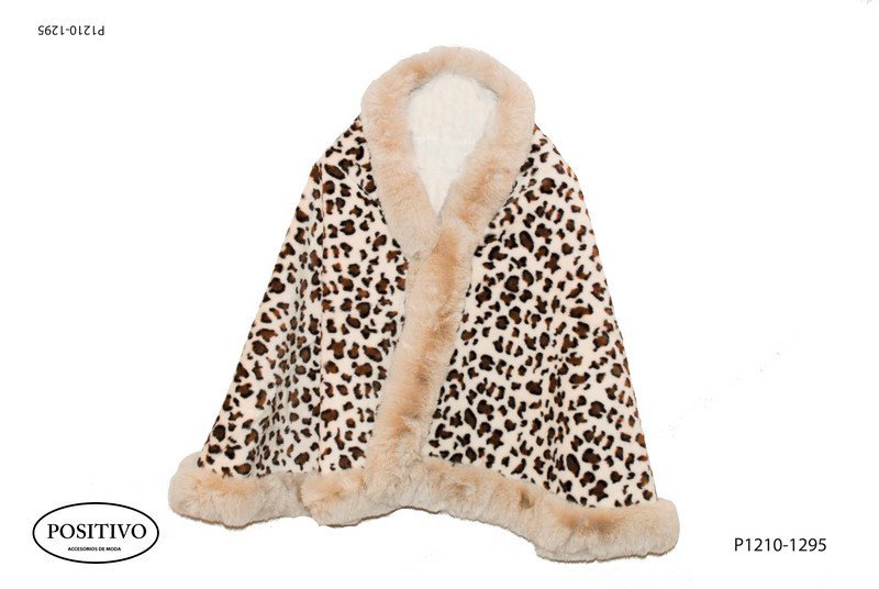 Poncho animal print con piel P1210