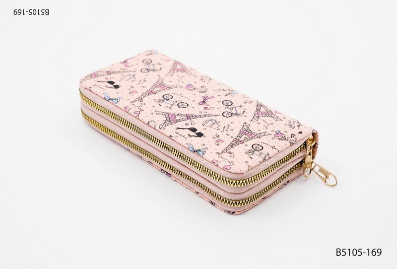 Billetera estampada larga doble cierre B5105
