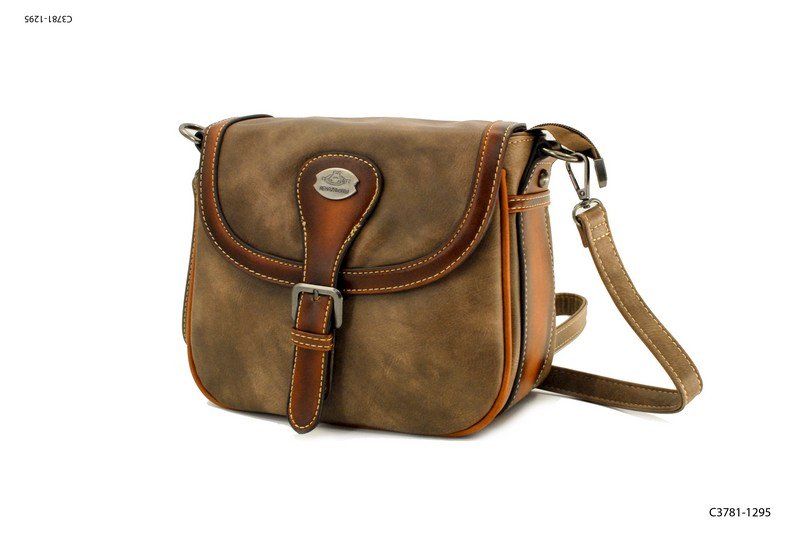 Bandolera simil cuero con tapa con presilla C3781