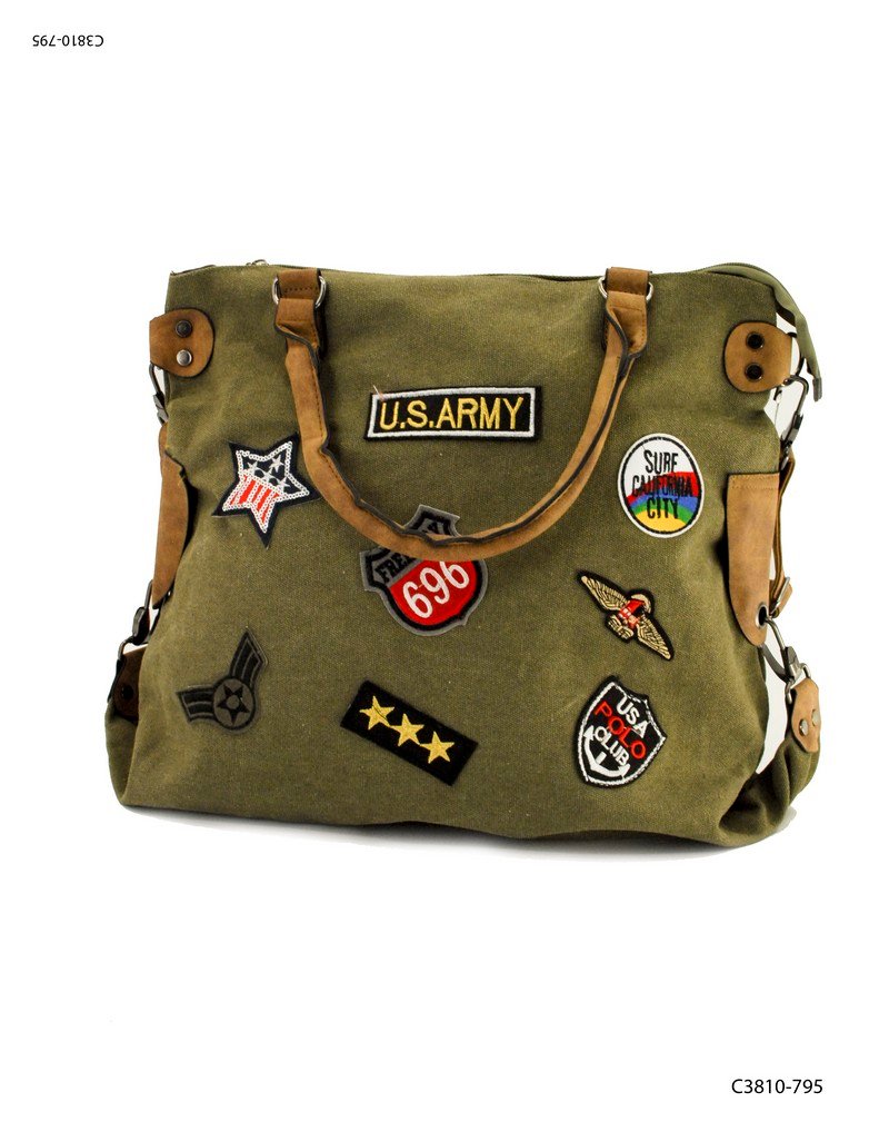 Bolso estilo vintage con correa y asas C3810