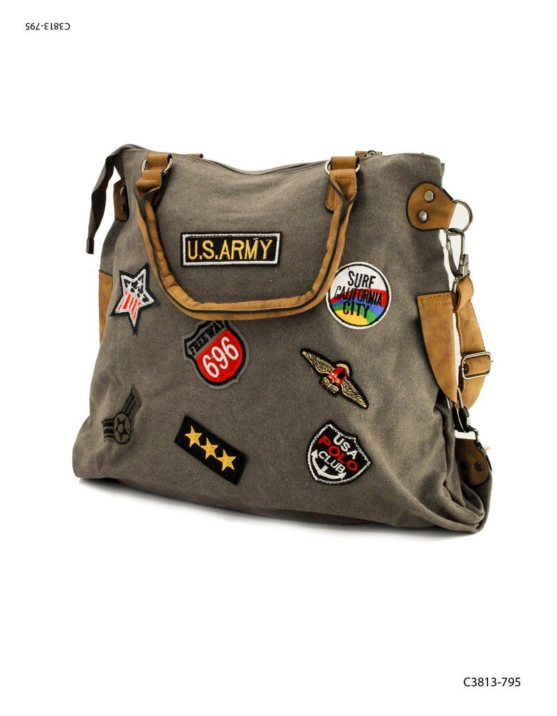 Bolso estilo vintage con correa y asas C3813