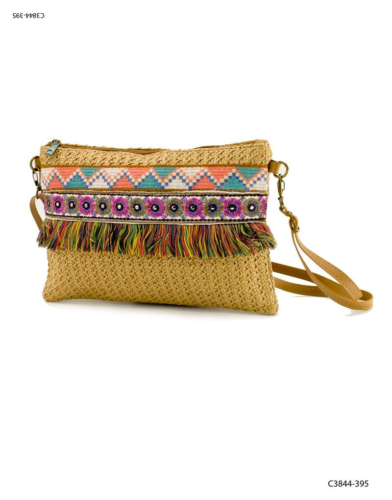 Bandolera con franja de patrón geométrico C3844