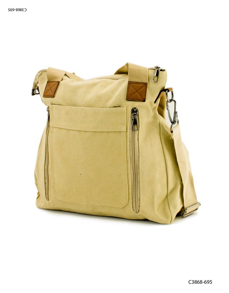 Bolso en lona bolsillos externos con correa C3868