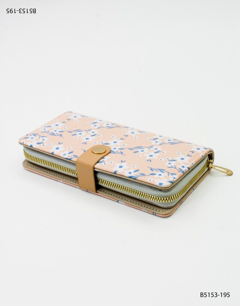 Billetera floral con cierre dorado y broche B5153
