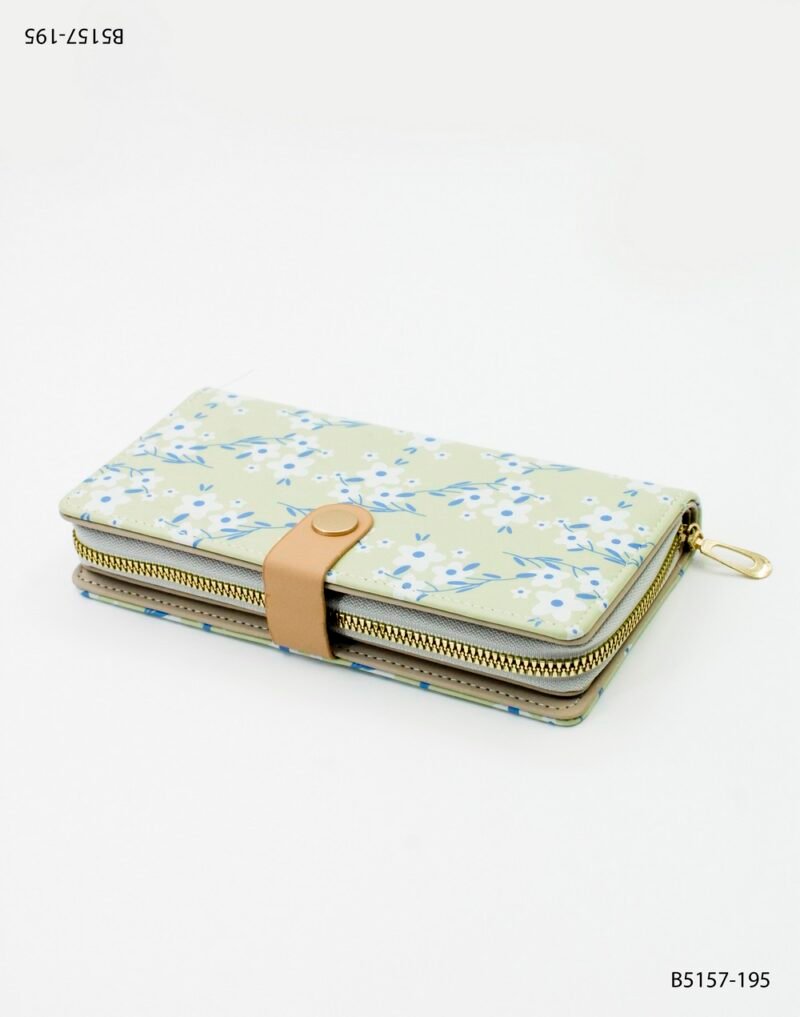 Billetera floral con cierre dorado y broche B5157