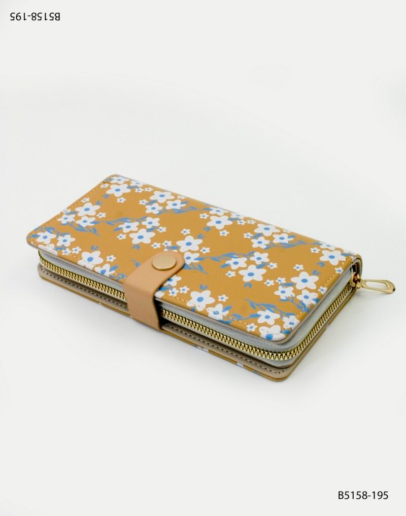 Billetera floral con cierre dorado y broche B5158