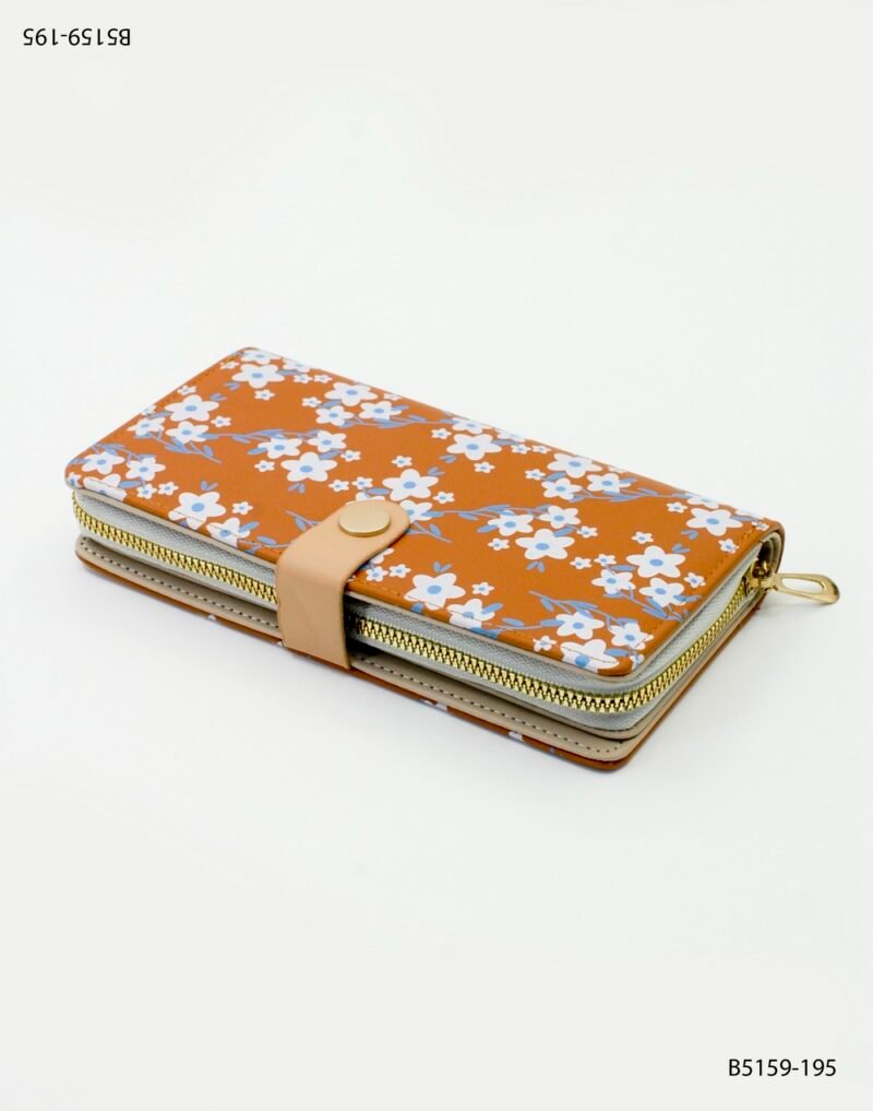 Billetera floral con cierre dorado y broche B5159