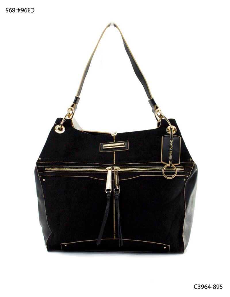 Bolso cartera con diseño moderno y detalles dorados C3964