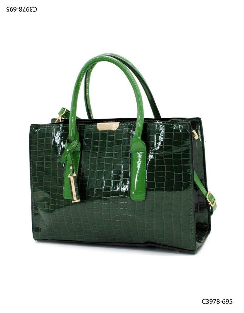 Cartera tipo bolso acabado brillante con textura tipo cocodrilo C3978