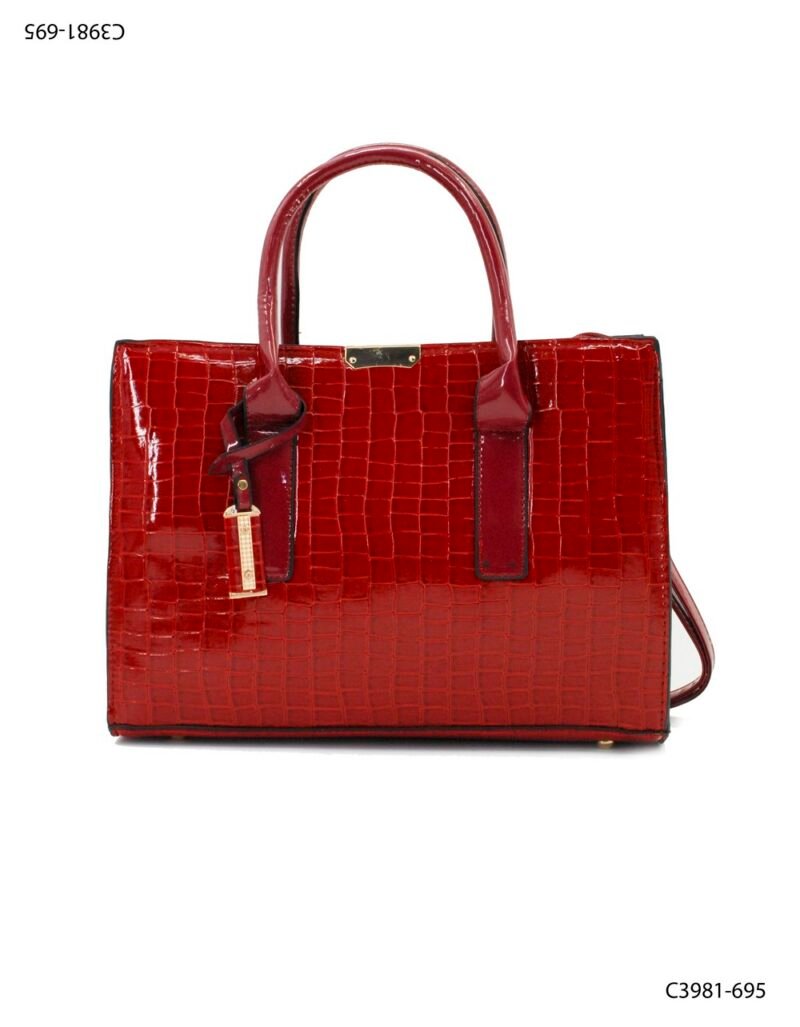 Cartera tipo bolso acabado brillante con textura tipo cocodrilo C3981