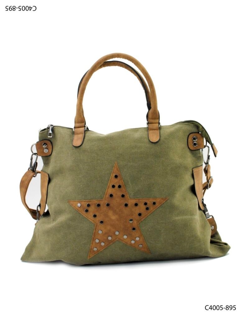 Bolso estrella lona detalles en simil cuero C4005