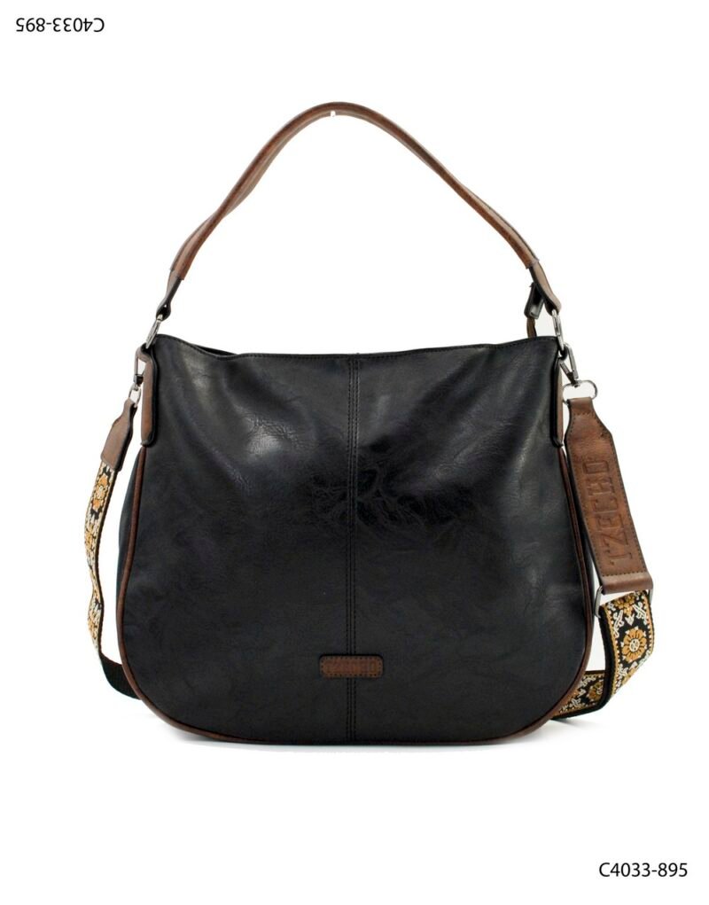 Cartera en cuero sintético con correa tejida C4033