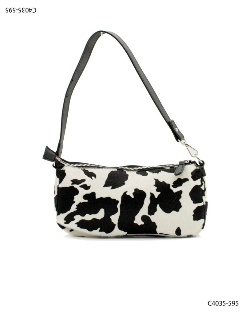 Cartera con estampado animal print en blanco y negro C4035