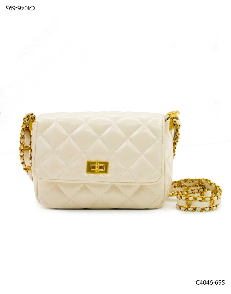 Cartera acolchada con cadena dorada y cierre giratorio C4046