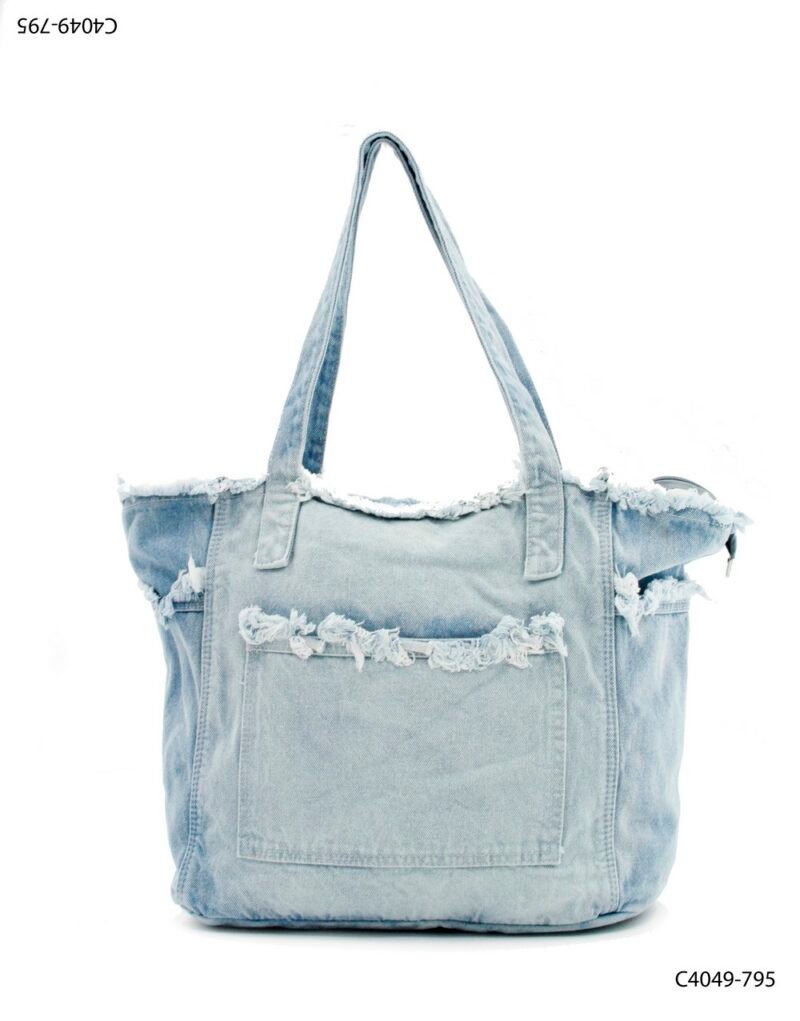Tote bag de denim con efecto desgastado C4049
