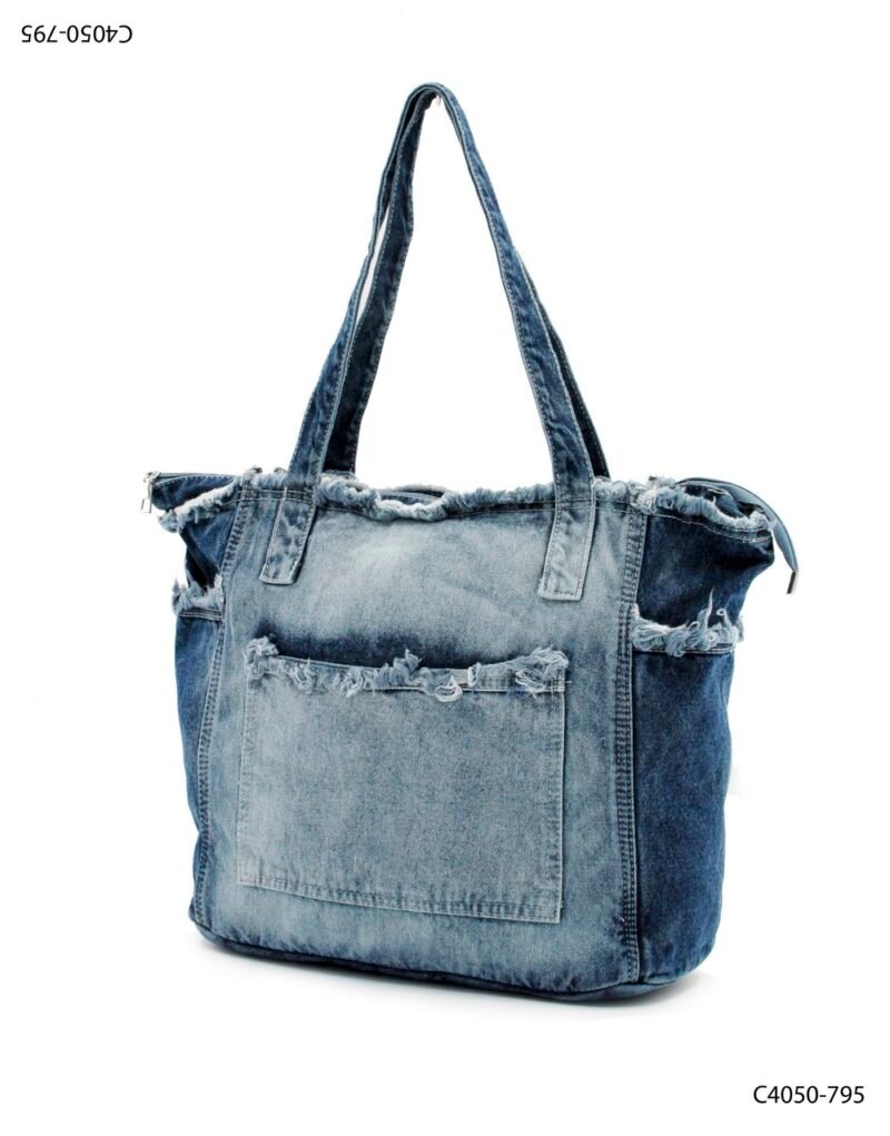 Tote bag de denim con efecto desgastado C4050
