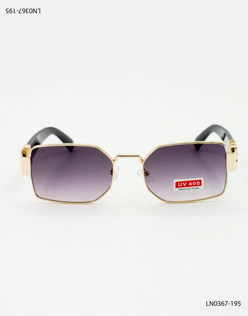 Lentes de sol dorados con diseño angular y protección UV400 LN0367