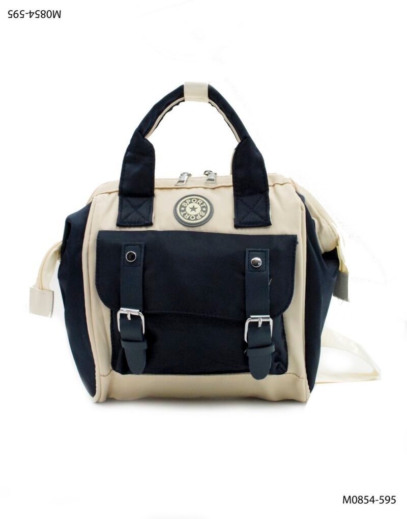 Bolso estilo sport bicolor con bolsillo frontal M0854