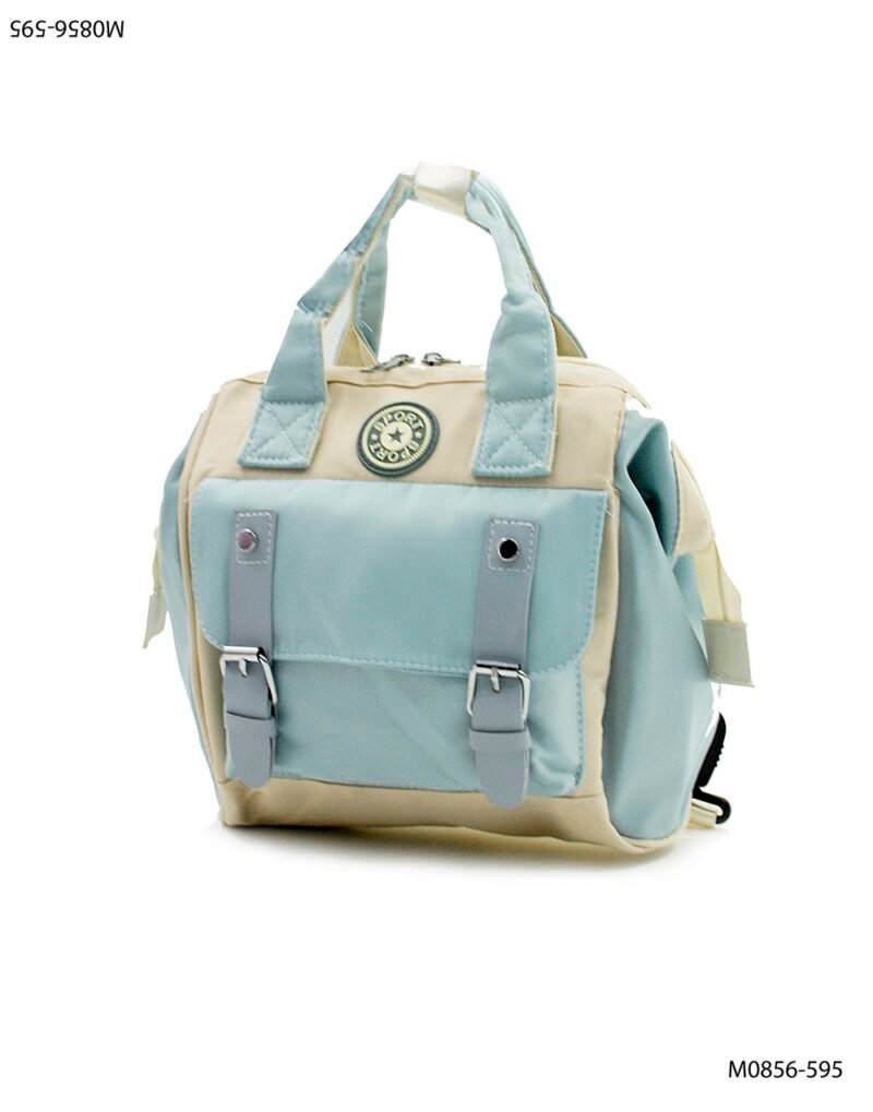 Bolso estilo sport bicolor con bolsillo frontal M0856