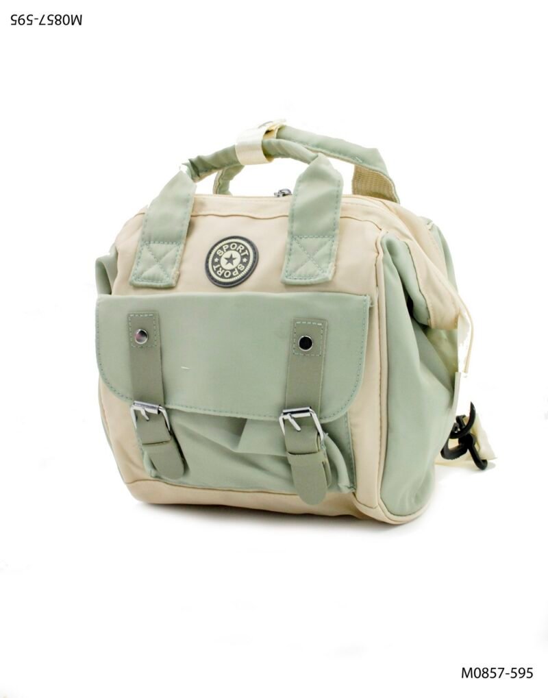 Bolso estilo sport bicolor con bolsillo frontal M0857