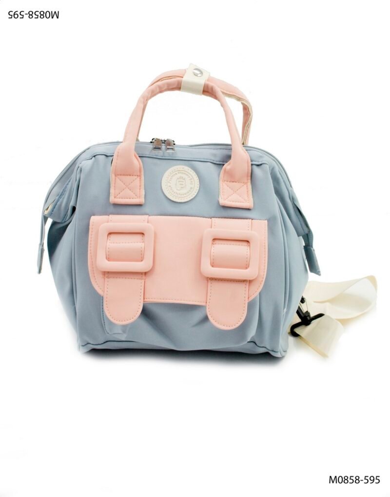 Bolso estilo sport bicolor con bolsillo frontal M0858