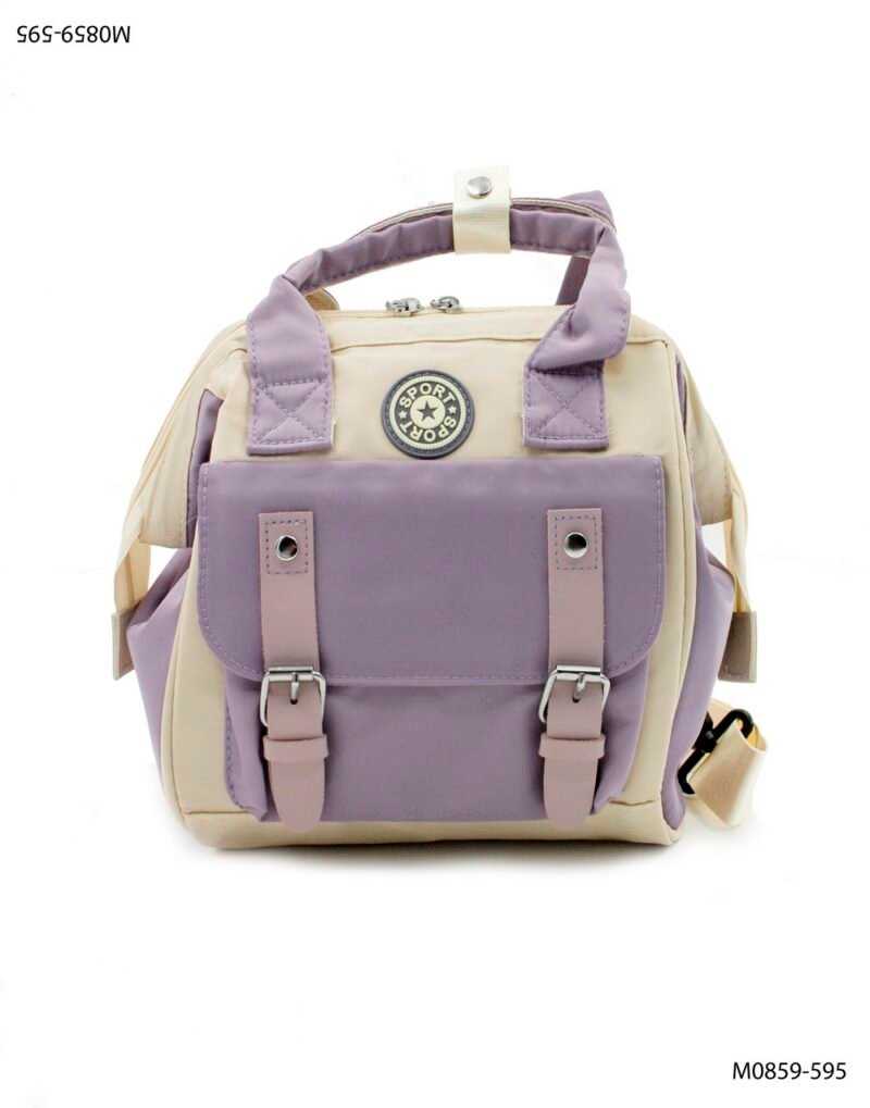Bolso estilo sport bicolor con bolsillo frontal M0859