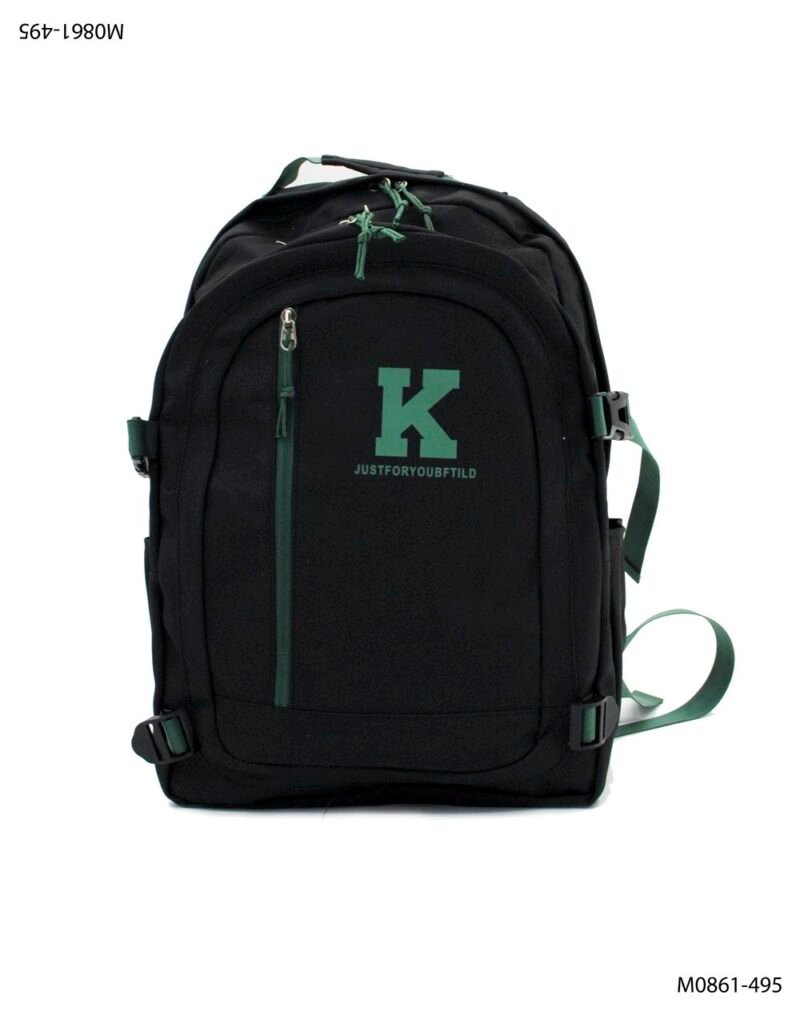 Mochila con cierre frontal y estilo gráfico M0861