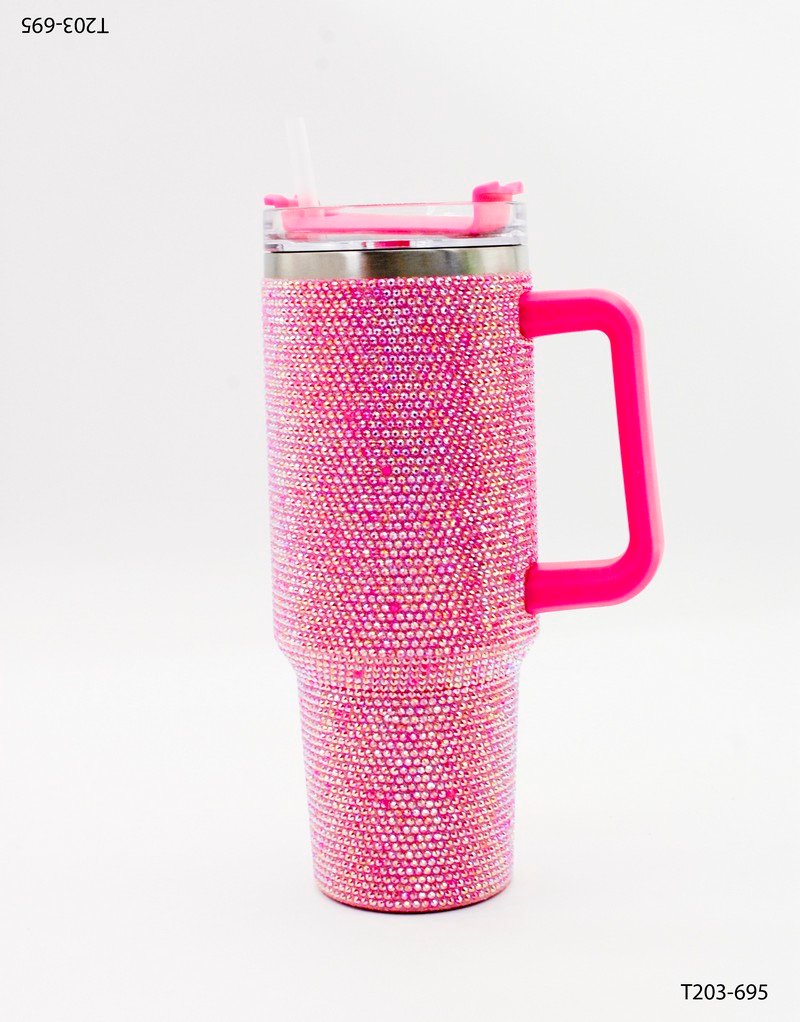 Vaso Térmico con Brillos y Asa – Edición Glam T203