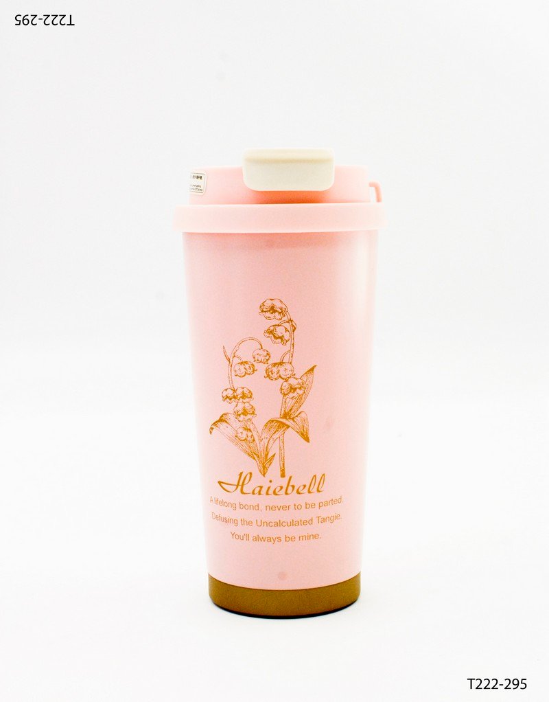 Vaso térmico negro con diseño floral y mensaje T222