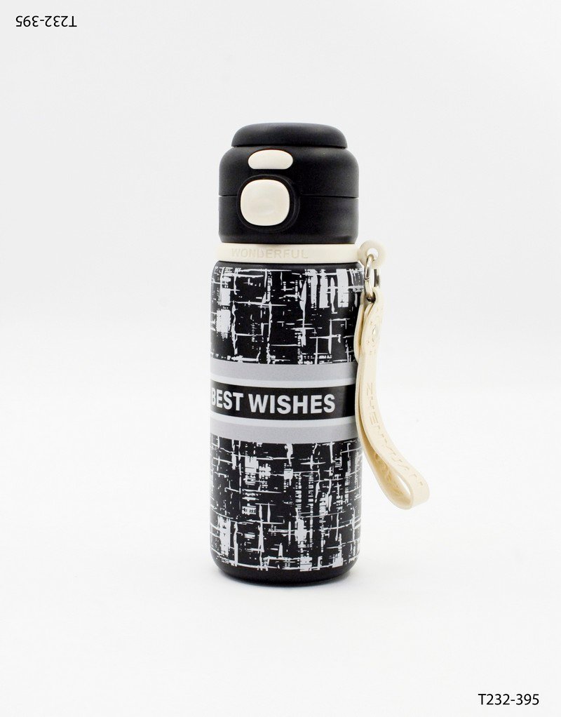 Botella térmica abstracta en blanco y negro T232