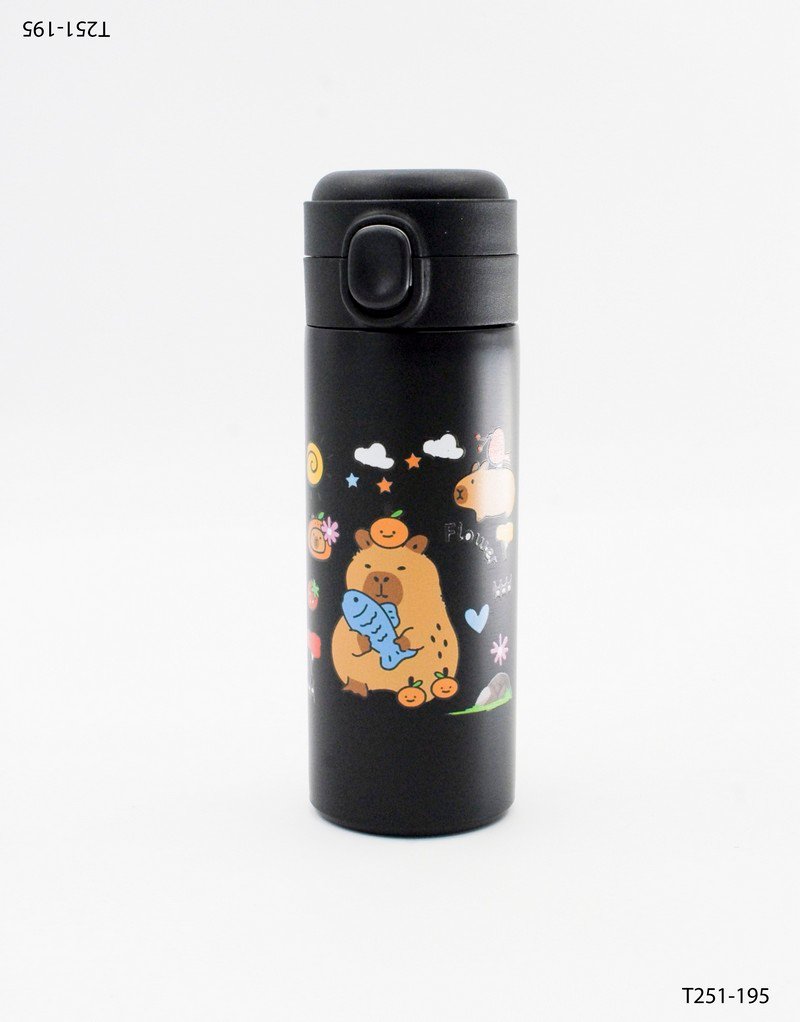 Botella Térmica Negra con Ilustraciones Infantiles T251