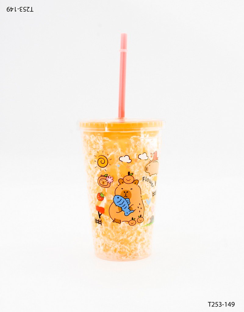 Vaso con tapa domo y sorbete T253