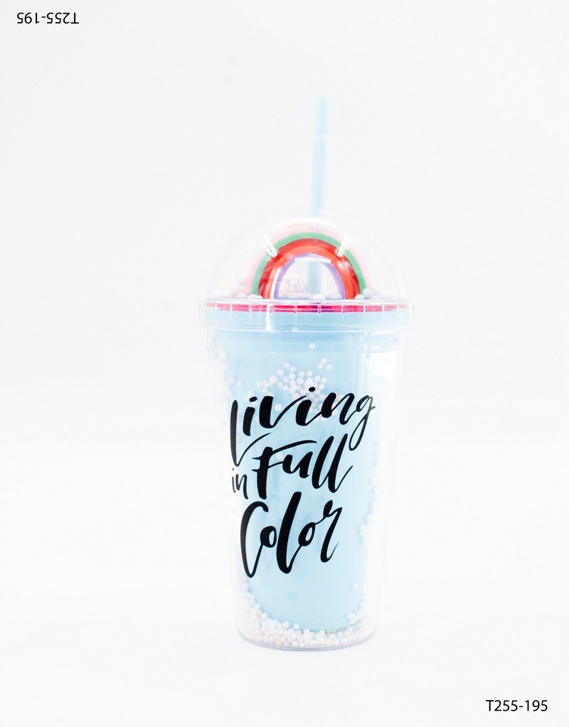 Vaso con tapa domo y sorbete T255