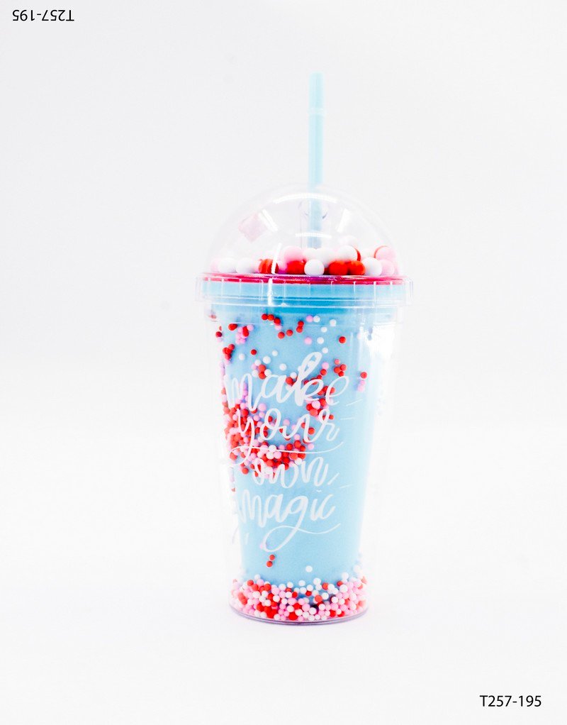 Vaso con tapa domo y sorbete T257