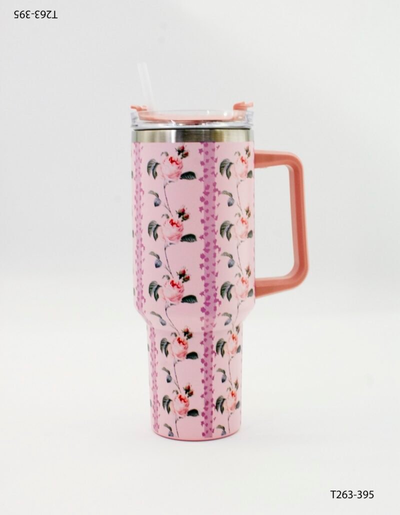 Vaso térmico alto con asa y tapa transparente con sorbete T263