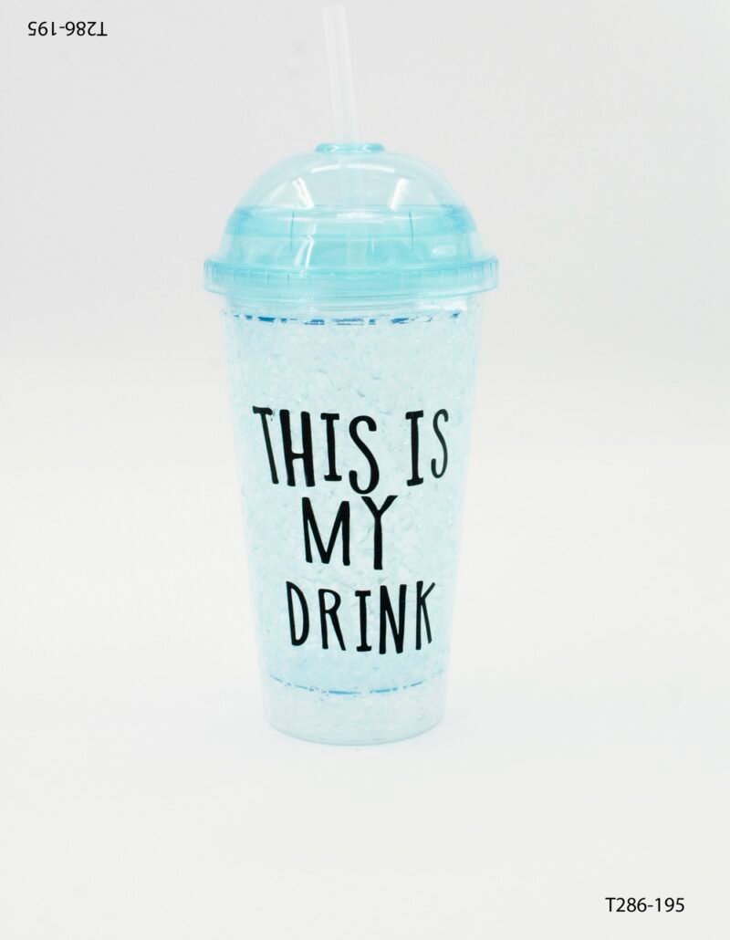 Vaso plástico transparente con tapa tipo domo y sorbete T286