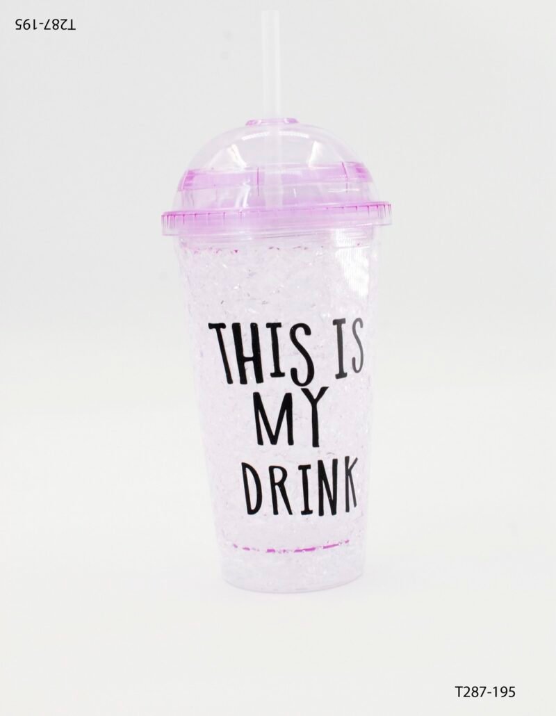 Vaso plástico transparente con tapa tipo domo y sorbete T287